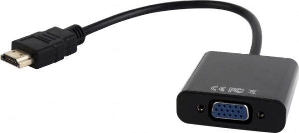 Cablu adaptor de la HDMI Tata la VGA Mama + Jack Audio 3.5 mm, Gembird A-HDMI-VGA-03 1 Cablu adaptor de la HDMI Tata la VGA Mama + Jack Audio 3.5 mm, Gembird A-HDMI-VGA-03