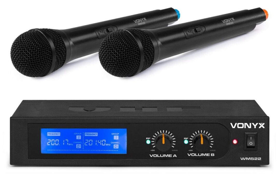 Set 2 microfoane wireless cu receptor VHF Vonyx WM522, Jack 6.3mm, geanta de transport 1 Set 2 microfoane wireless cu receptor VHF Vonyx WM522, Jack 6.3mm, geanta de transport