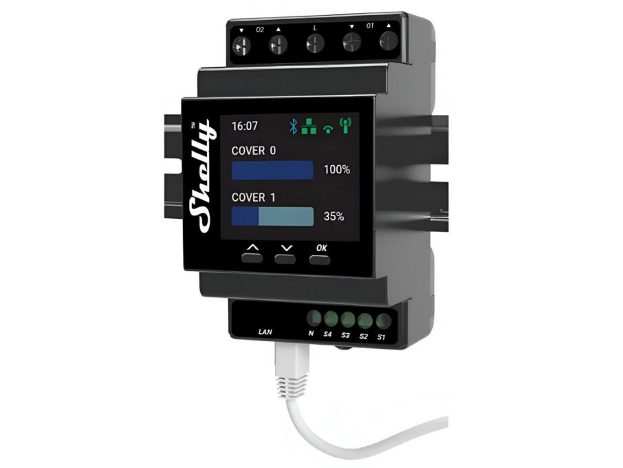 Releu inteligent Shelly PRO, WiFi, 4 canale pentru 2 rulouri, contor de energie, Ethernet, Bluetooth, ALL-REL-PRO4DUAL