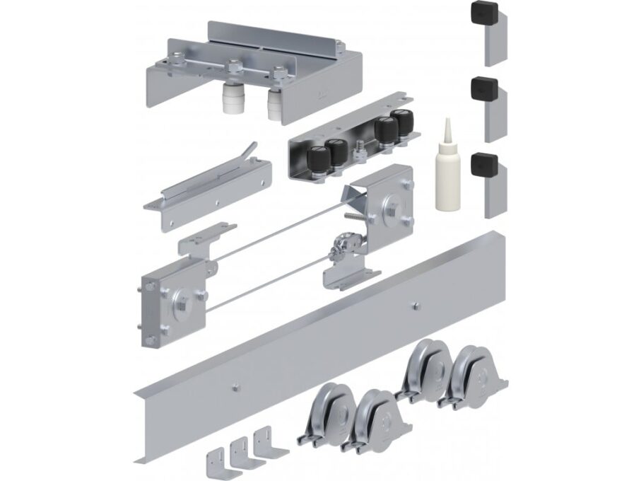 Kit accesorii feronerie, pentru poarta culisanta telescopica, 2X5.5 metri, 400kg per semifoaie, Fac KA5100.0011