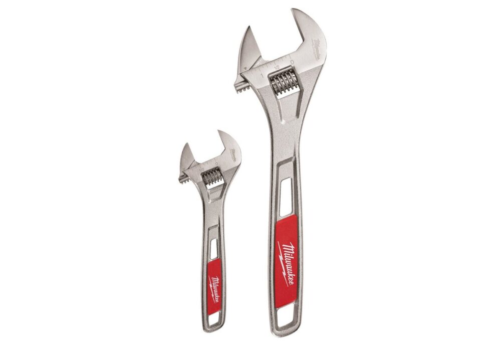 Set 2 chei ajustabile Milwaukee, deschidere pana la 38mm, placate cu crom, maner ergonomic, orificiu agatare, 48227400