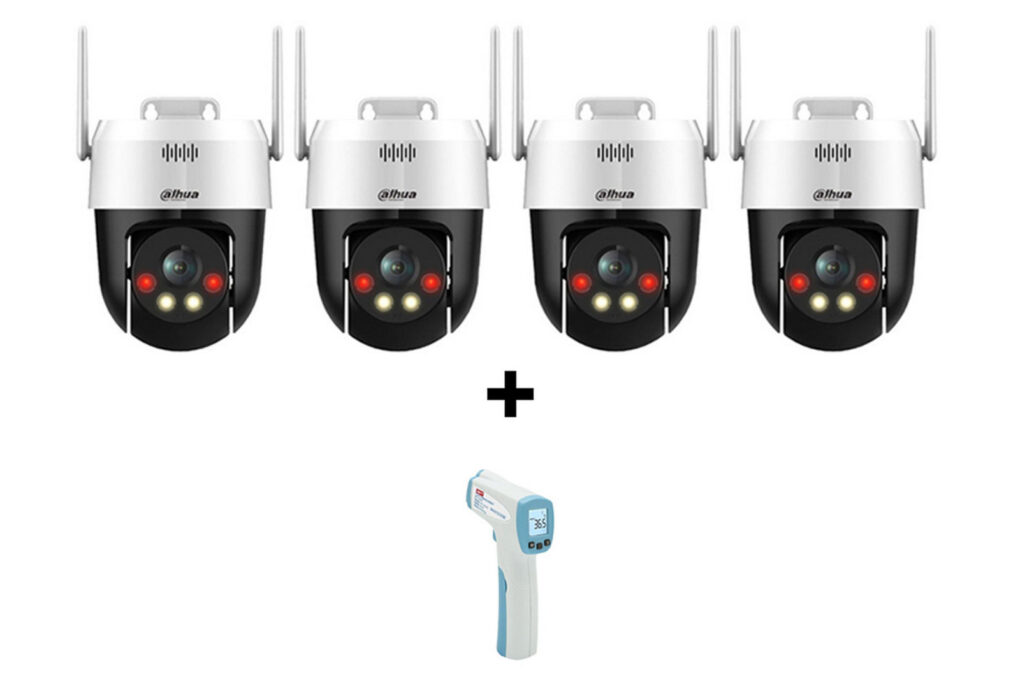 Pachet 4 camere supraveghere IP Wi-Fi PT, 2K 5MP, 4mm, Iluminare duala 30m si termometru, Dahua SD2A500HB-GN-AW-PV-0400X4