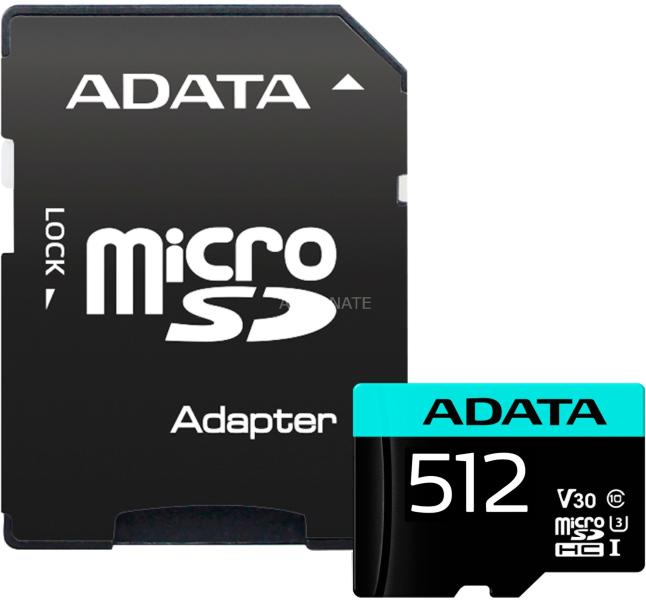 Micro SD Card 512GB Clasa 10 ADATA UHS-I U3 cu adaptor, AUSDX512GUI3V30SA2 1 Micro SD Card 512GB Clasa 10 ADATA UHS-I U3 cu adaptor, AUSDX512GUI3V30SA2