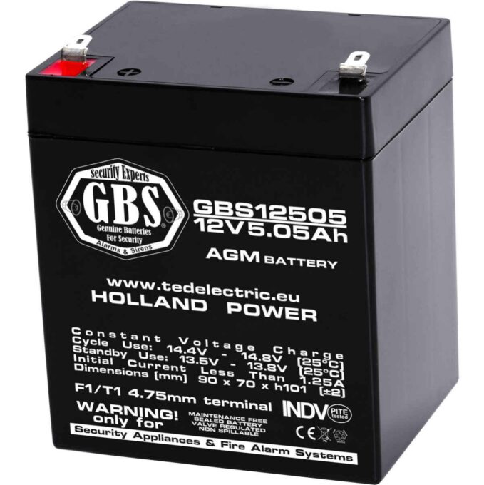 Acumulator AGM VRLA, 12V, 5.05Ah, terminal F1-T1, GBS002631