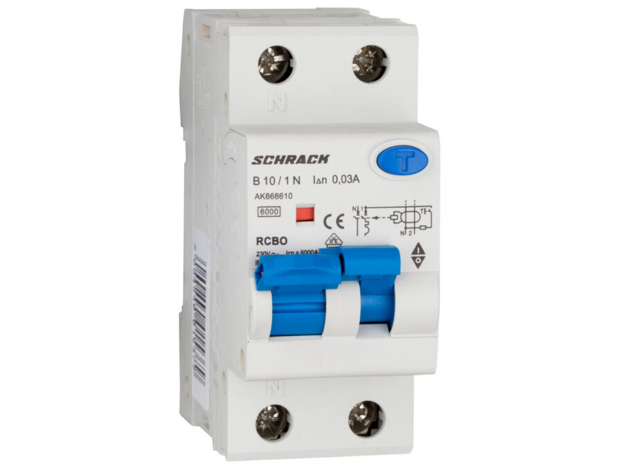 Siguranta automata Schrack AMPARO AK668610, B 10A, 230/ 400V AC, 6kA, 1P+N, 30mA tip A, IEC/ EN 61009-1, IP20, montare pe sina DIN 1 Siguranta automata Schrack AMPARO AK668610, B 10A, 230/ 400V AC, 6kA, 1P+N, 30mA tip A, IEC/ EN 61009-1, IP20, montare pe sina DIN