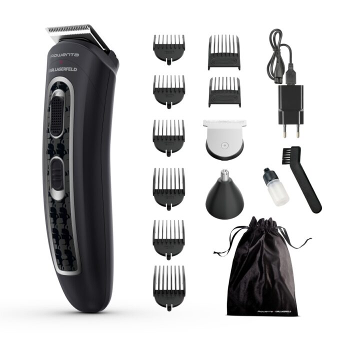 Aparat de tuns multifunctional Rowenta x Karl Lagerfeld Trim & Style 12 in 1 TN911LF0  Tehnologia Wet & Dry  autonomie pana la 120 minute