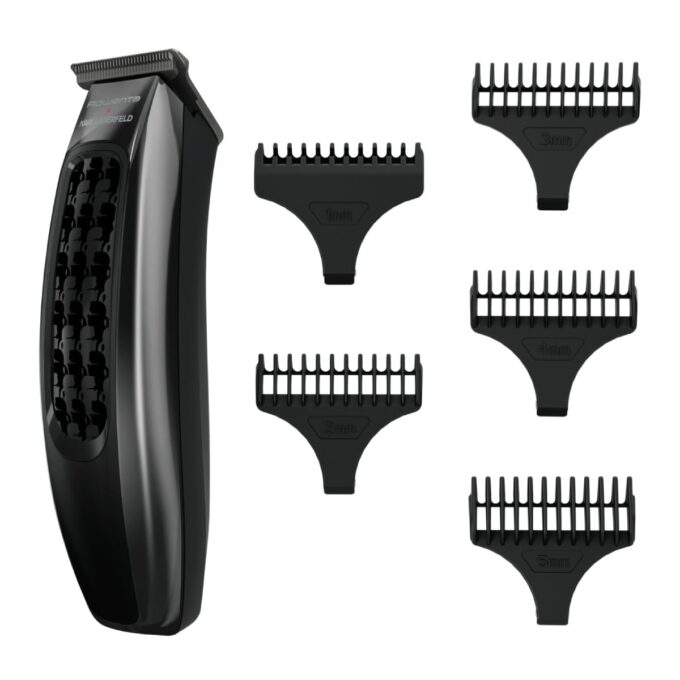 Aparat de tuns Rowenta x Karl Lagerfeld Barber Experience TN185LE0  6500 rpm  autonomie 90 min  5 piepteni ficsi  lame inox  baza de incarcare  indica
