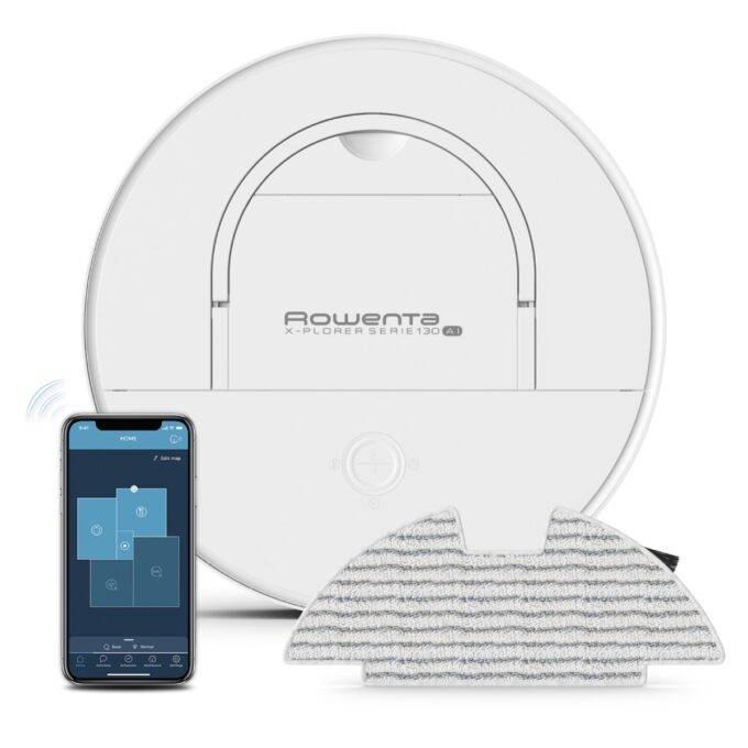 Aspirator robot Rowenta X-Plorer S130 AI RR9067WH   8 cm grosime  cartografiere permanenta  Tehnologia Smart Exploration  autonomie 120 min  Alb