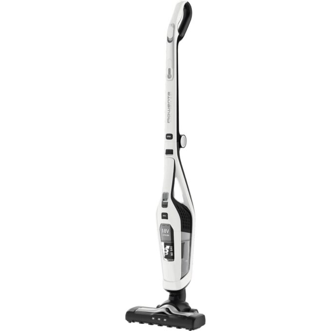 Aspirator vertical 2in1 Dual Force Rowenta RH6737WH 100W 18V autonomie 45 min 2 viteze recipient 0.6L pliabil alb