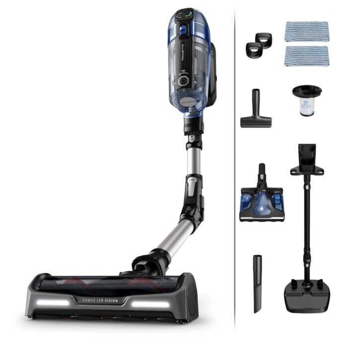 Aspirator vertical Rowenta X-Force Flex 14.6 Aqua RH99C3WO 200 Air Watts Functie Boost autonomie 1.10h putere 480 W tub flexibil iluminare LED