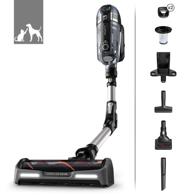 Aspirator vertical Rowenta X-Force Flex 14.60 RH9958WA 200 AW Smart Control Display Functie Boost autonomie 1 ora 10 minute Negru/gri