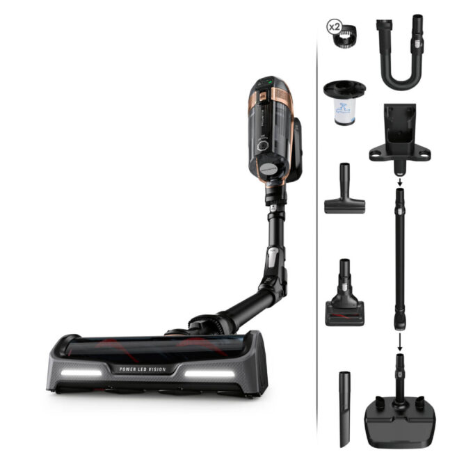 Aspirator vertical Rowenta X-Force Flex 15.60 RH99F1WO  520W  Tehnologie flex  display control  accesorii animal care  stație încărcare  recipient