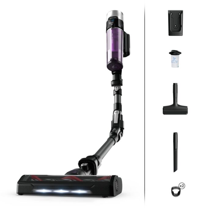 Aspirator vertical Rowenta X-FORCE FLEX 9.60 Allergy RH2038WO 200W putere de aspirare 100 air watts autonomie pana la 45 minute Negru/Violet