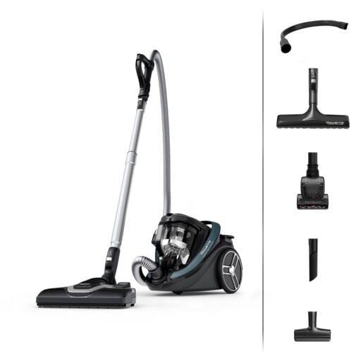 Aspirator fara sac Silence Force Cyclonic Effitech® RO7961EA  500 W  recipient pentru praf 2.5 L  3 niveluri de filtrare  negru & verde