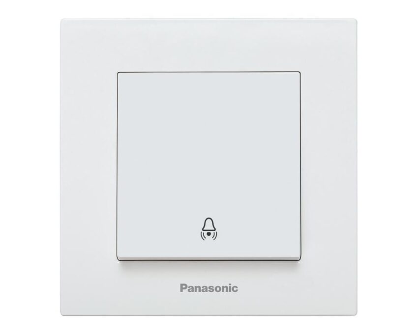 Buton sonerie, montaj incastrat, 220V 10 A, IP20, alb, protectie impamantare, Karre Plus Panasonic P-KPZ