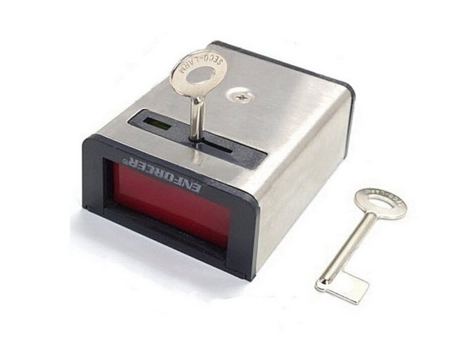 Buton de panica, cu retinere, din metal, 2 chei, SS077 1 Buton de panica, cu retinere, din metal, 2 chei, SS077