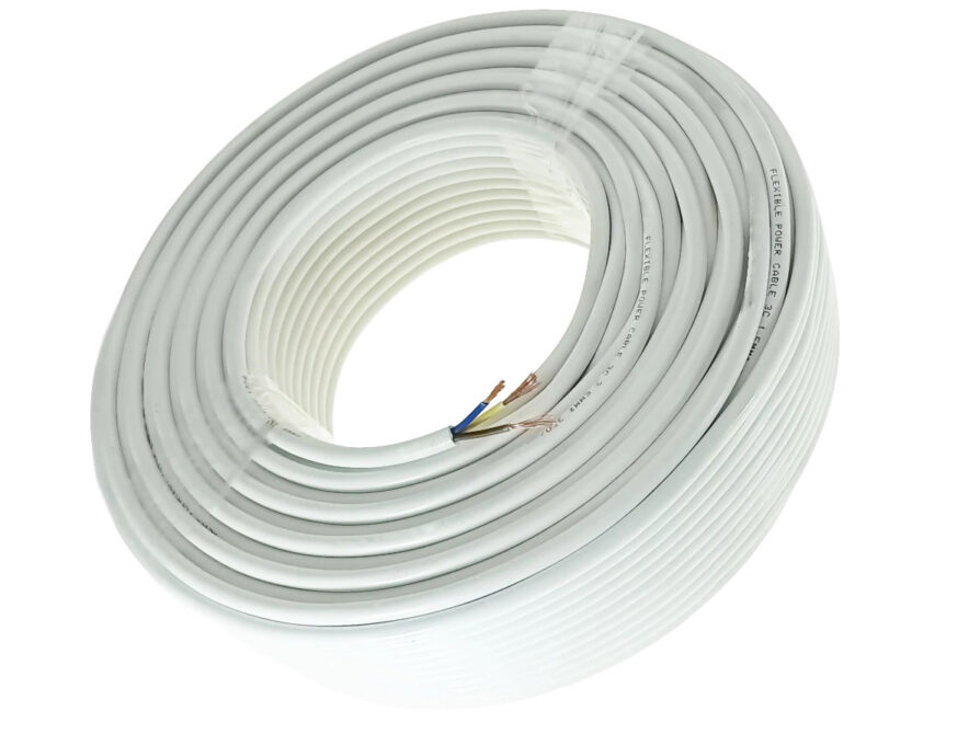 Cablu flexibil de tip MYYM, 3 fire litate cu diametrul de 0.75mm2 din Cupru, Rola 100m, Alb, CU-MYYM3X0.75 1 Cablu flexibil de tip MYYM, 3 fire litate cu diametrul de 0.75mm2 din Cupru, Rola 100m, Alb, CU-MYYM3X0.75