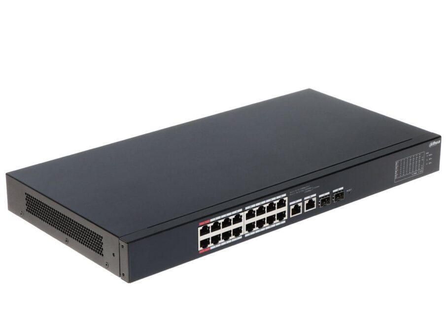 Switch Dahua CS4218-16ET-135 cu management, 16x RJ45 100Mbps PoE, 2x RJ45 GB combo, 2x SFP GB combo, 135W, Watchdog, montare in rack 1 Switch Dahua CS4218-16ET-135 cu management, 16x RJ45 100Mbps PoE, 2x RJ45 GB combo, 2x SFP GB combo, 135W, Watchdog, montare in rack