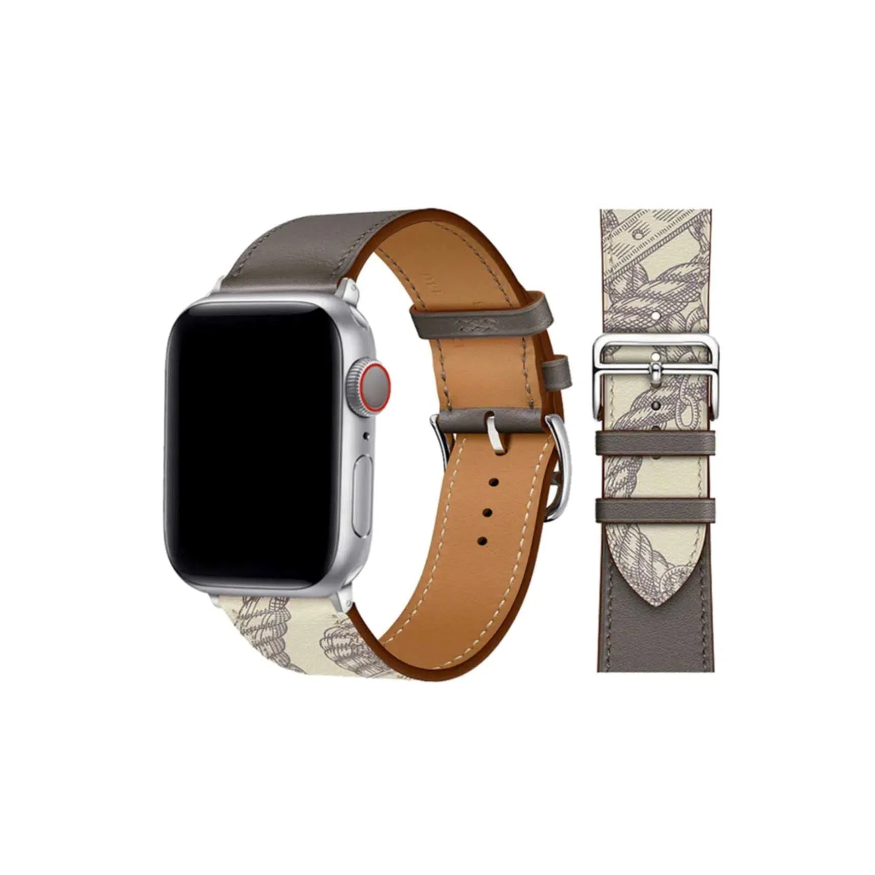 Curea Ceas Apple Watch Leather Grey Design (Piele Gri)