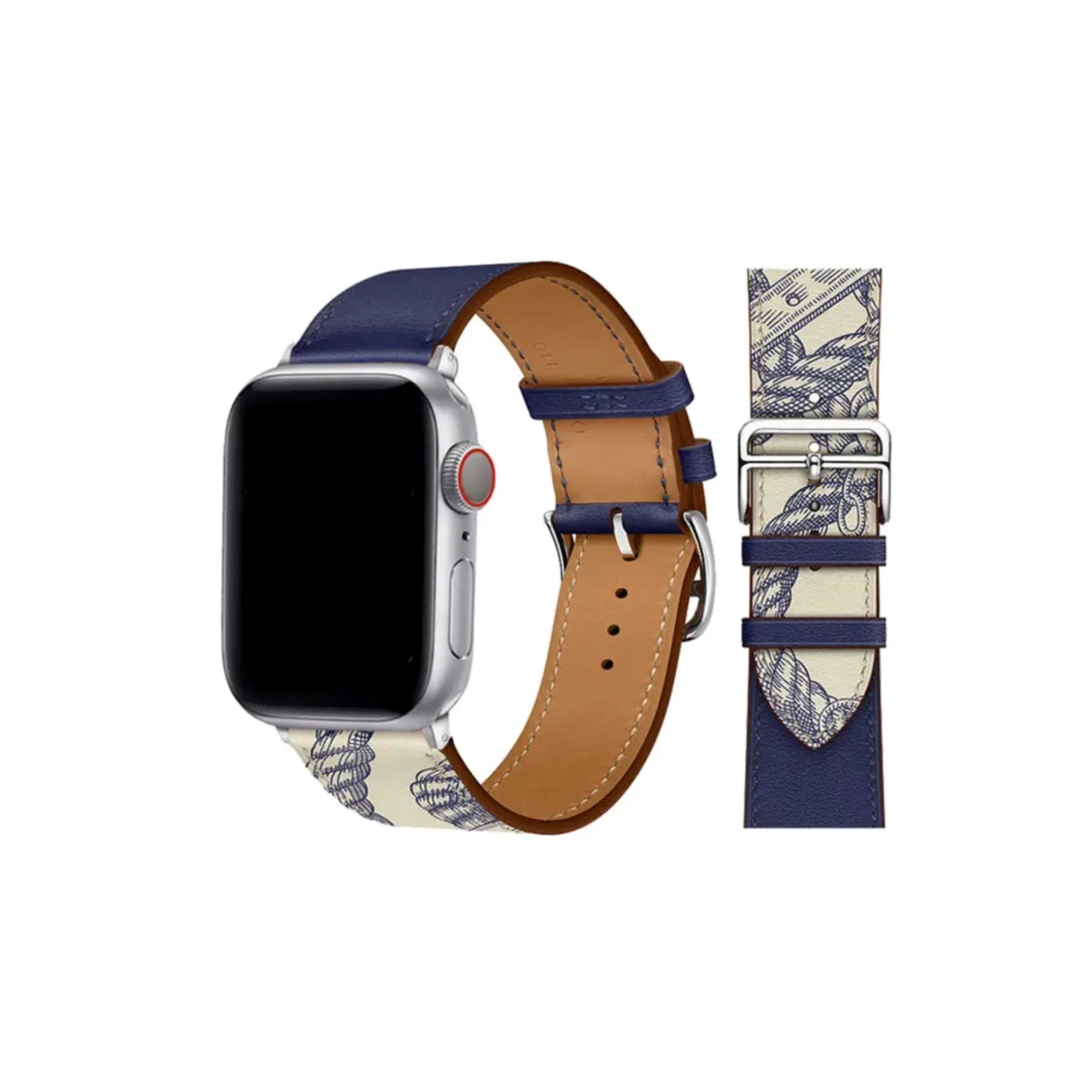 Curea Ceas Apple Watch Leather Navy Graphic   (Piele Albastru)
