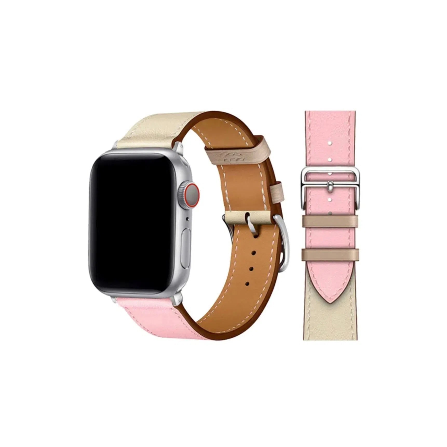 Curea Ceas Apple Watch Leather Rose Sakura   (Piele Roz)
