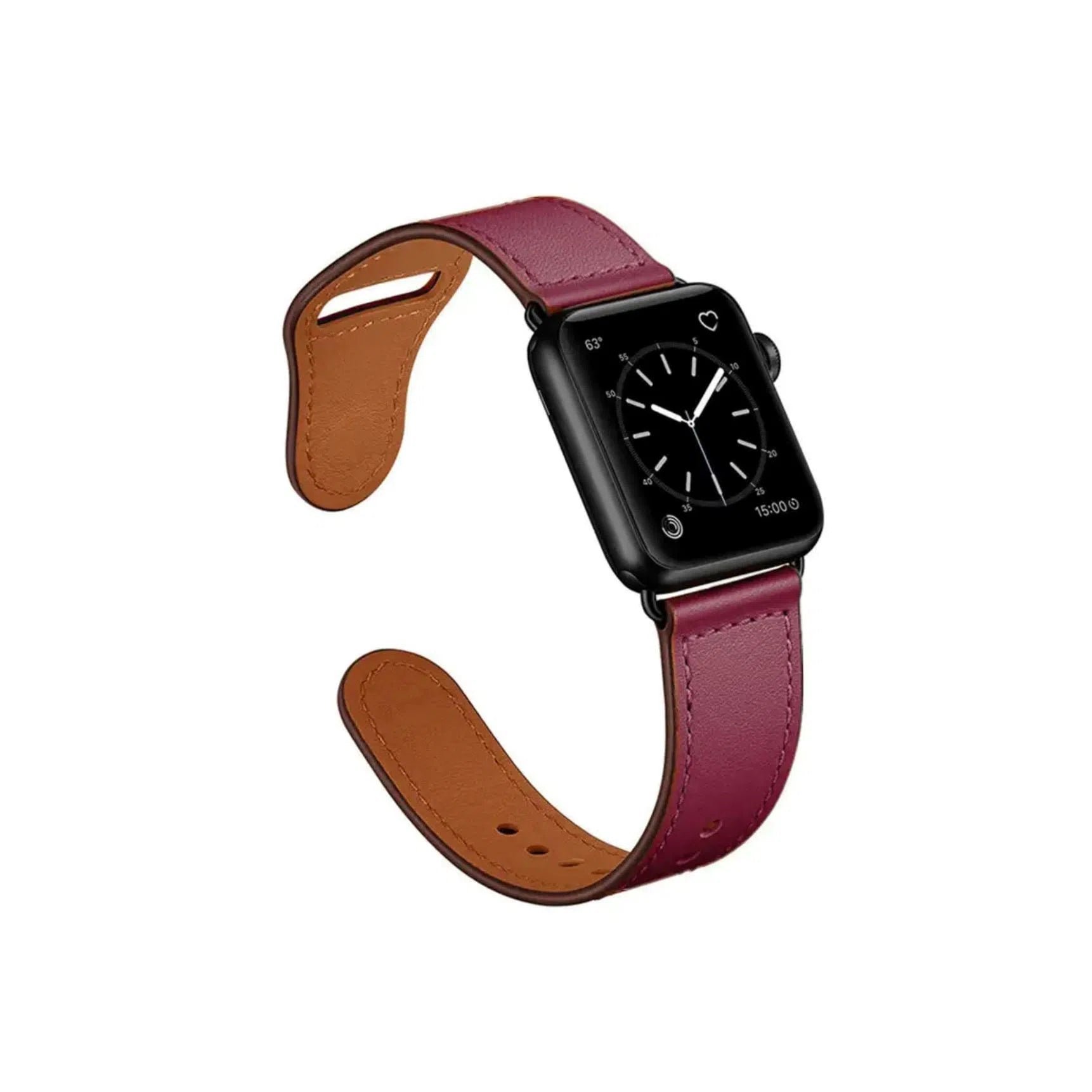 Curea Ceas Apple Watch Leather Wine Red