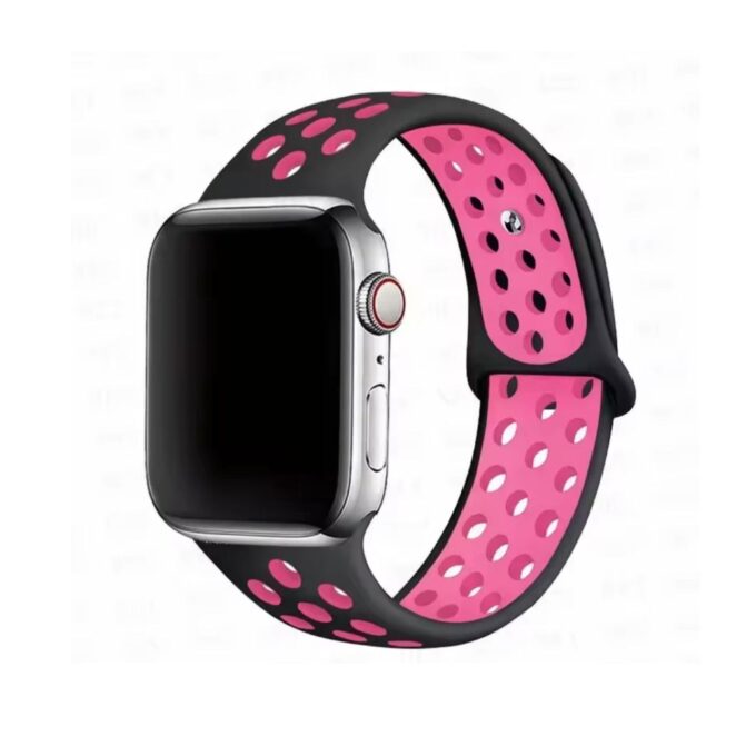 Curea Ceas Apple Watch Silicon Black Pink
