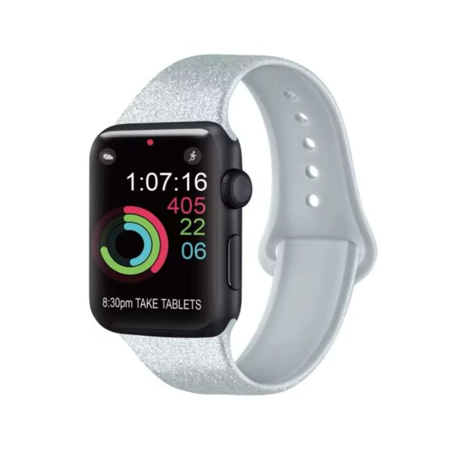 Curea Ceas Apple Watch Silicon Bling Silver
