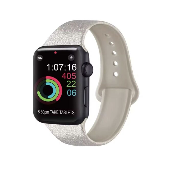 Curea Ceas Apple Watch Silicon Bling Silver-Gold