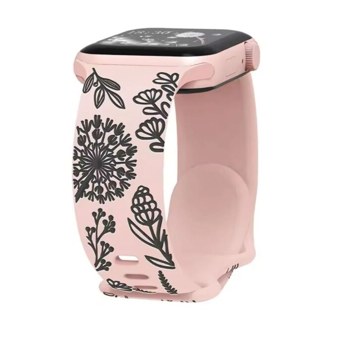 Curea Ceas Apple Watch Silicon Dandelion Pink Black