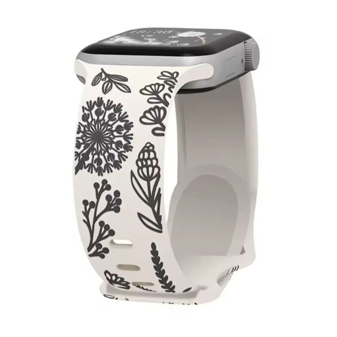 Curea Ceas Apple Watch Silicon Dandelion Star Black