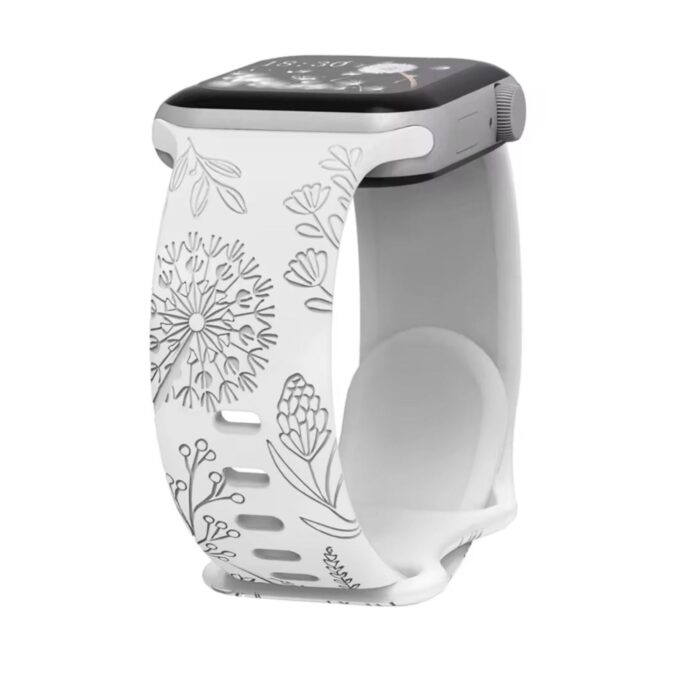 Curea Ceas Apple Watch Silicon Dandelion White