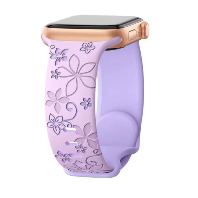 Curea Ceas Apple Watch Silicon Flower Purple