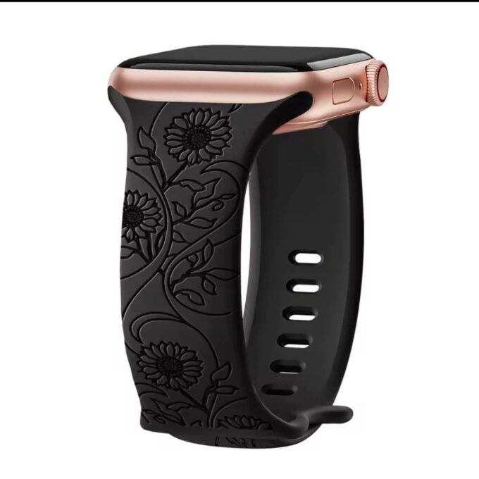 Curea Ceas Apple Watch Silicon Sunflower Black