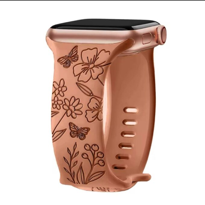 Curea Ceas Apple Watch Silicon Flower Brown