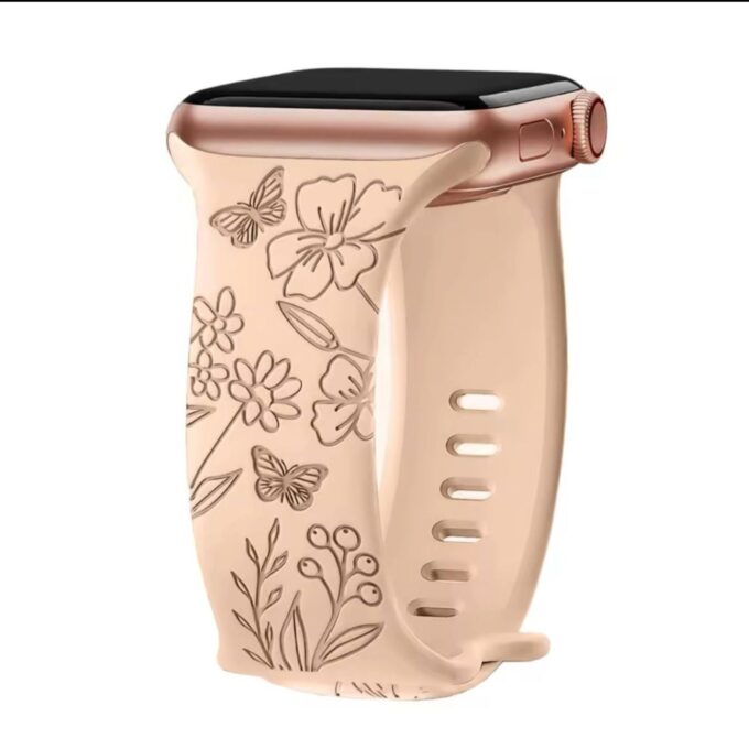 Curea Ceas Apple Watch Silicon Flower Milk Tea