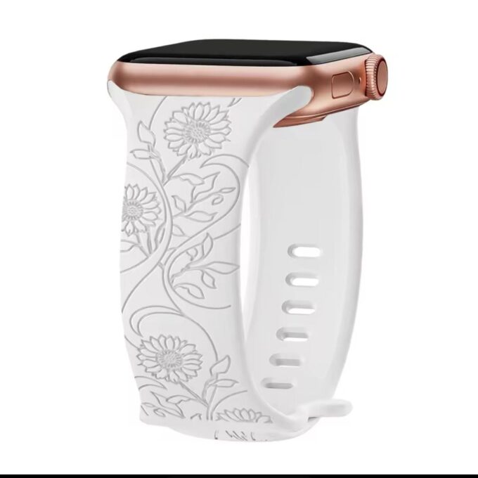 Curea Ceas Apple Watch Silicon Sunflower White
