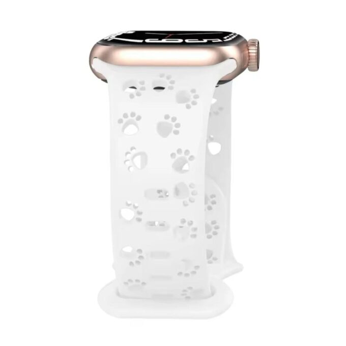 Curea Ceas Apple Watch Silicon Paws White