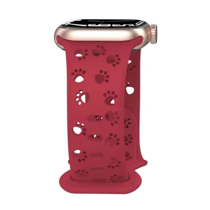 Curea Ceas Apple Watch Silicon Paws Wine Red