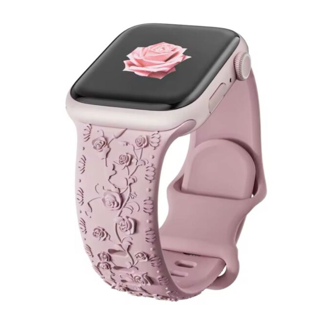 Curea Ceas Apple Watch Silicon Floral Pink