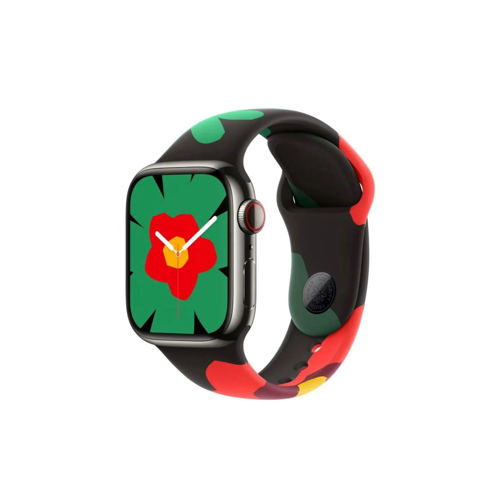 Curea Ceas Apple Watch Silicon Black Flower