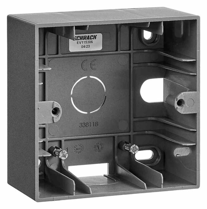 Cutie montaj aplicat 1 aparat, antracit, ABS, IP20, Schrack VISIO S 55 EV115306 1 Cutie montaj aplicat 1 aparat, antracit, ABS, IP20, Schrack VISIO S 55 EV115306