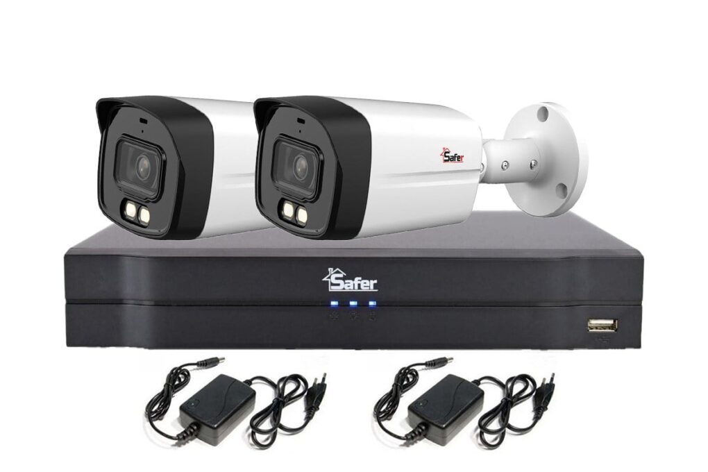 Sistem supraveghere 2 camere exterior 5 MP, LED alb 40m + DVR 4 canale, Safer DH-2E52-AA