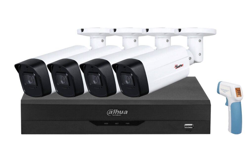 Sistem 4 camere exterior IR 80M, lentila 3.6 mm, DVR 4 canale, WizSense, Dahua DH2MPSAF-P