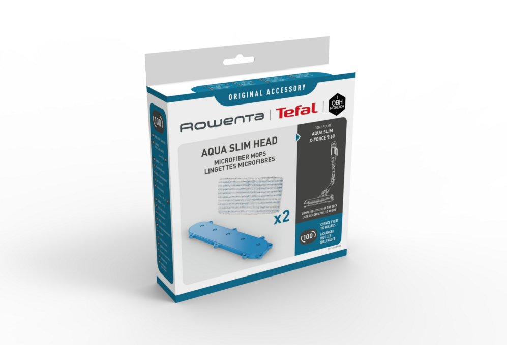 Kit 2 mopuri din microfibra Rowenta ZR009502 compatibile cu capul de aspirare Aqua Slim al aspiratorului vertical Rowenta X-Force Flex 9.60 seriile