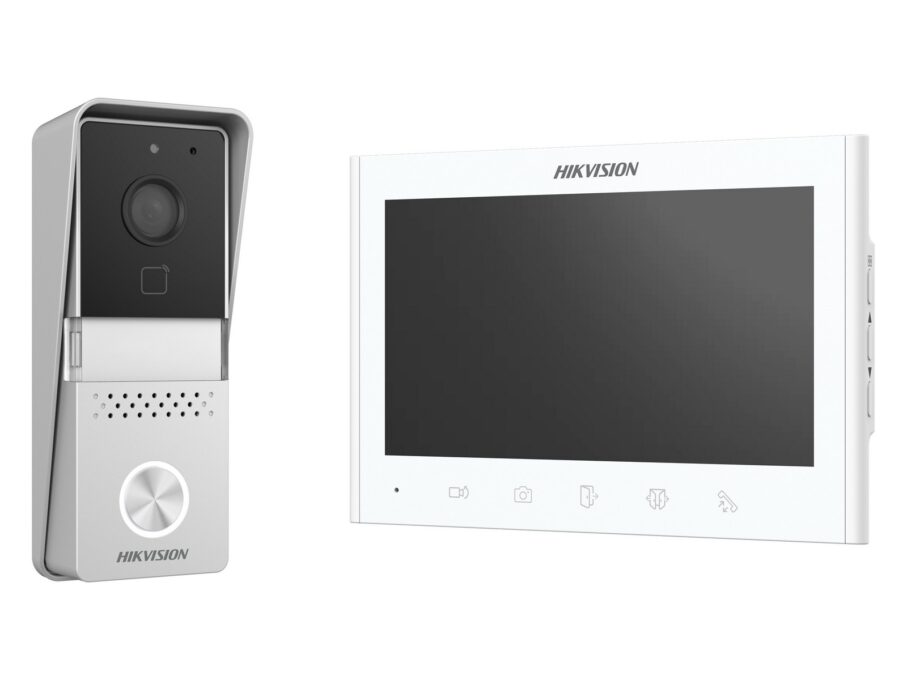 Kit videointerfon analogic Hikvision DS-KIS102-P/Surface, monitor 7 inch, post exterior, plug and play, IP55 1 Kit videointerfon analogic Hikvision DS-KIS102-P/Surface, monitor 7 inch, post exterior, plug and play, IP55