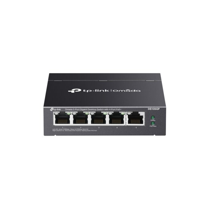 Switch cu 4x PoE,Tp-Link Omada DS105GP, 5 porturi 10/100/1000 Mbps, Fara management 1 Switch cu 4x PoE,Tp-Link Omada DS105GP, 5 porturi 10/100/1000 Mbps, Fara management