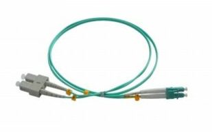 Patchcord fibra optica SC/PC-LC/PC, multimode OM3, lungime 2m, verde, Emtex SC-LC-MM3/DX-2