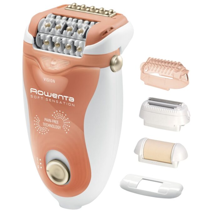 Epilator Rowenta Soft Sensation EP5720F1  2 viteze  24 pensete  Cap pivotant  Alb/Orange