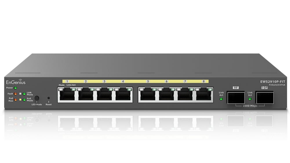 Switch EnGenius Fit EWS2910P-Fit, 8 porturi Gb, 2 porturi SFP, PoE+, 55W